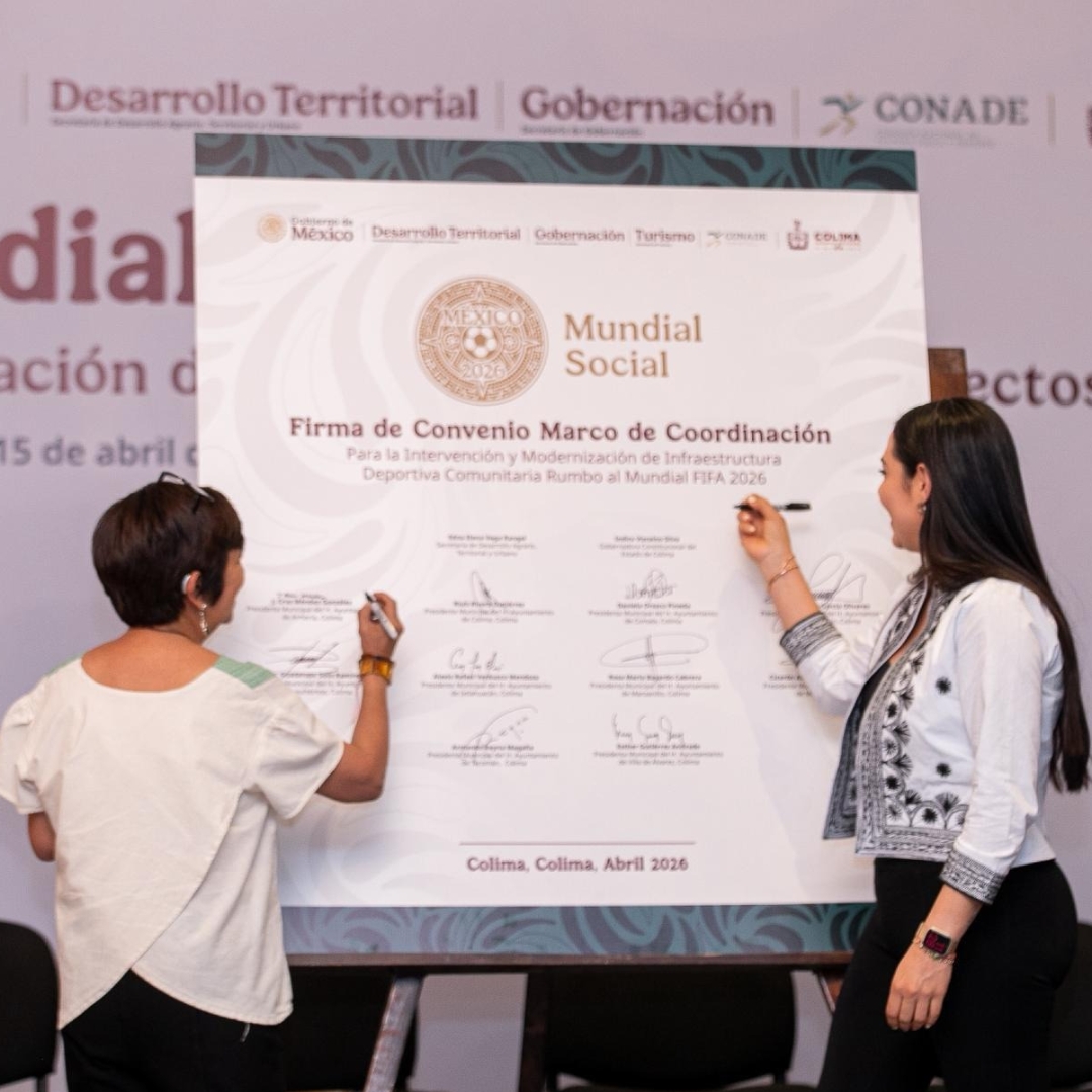 Indira Vizcaíno firma convenio con Gobierno de México para sumar a Colima al Mundial Social 2026