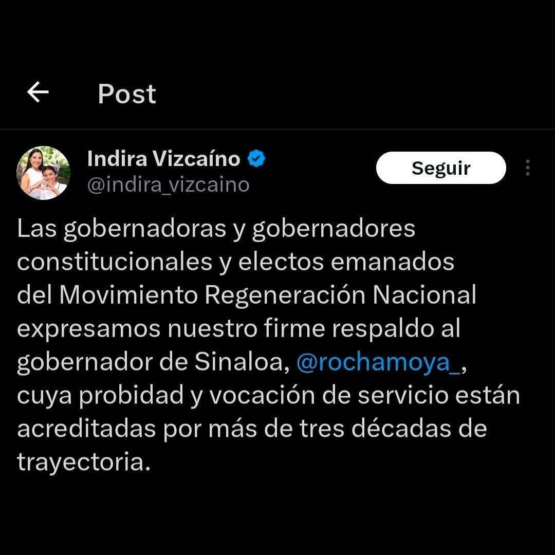 Gobernadores de Morena respaldan a Rocha Moya